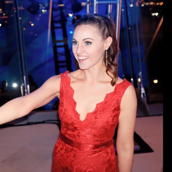 Floor length Red Lace Gown from Windsor - Picture 11 of 15